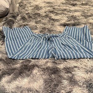 American Eagle Blue and White Striped pants